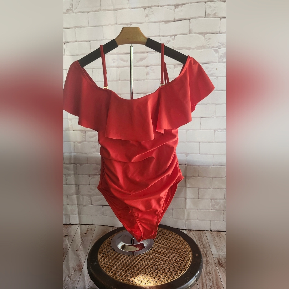 Women's Vintage Off Shoulder Ruffle One Piece Swimsuits